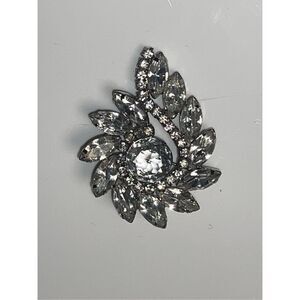 Huge Juliana Clear Rhinestone Vtg Silver Tone Designer Costume Jewelry Brooch